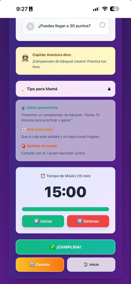 PAUSA App - Actividad creativa con temporizador